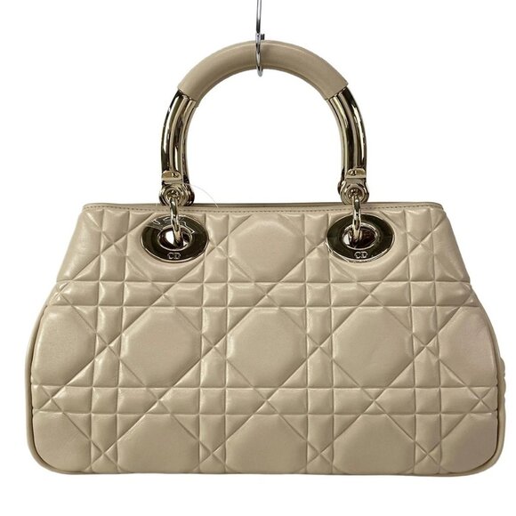 Auth DIOR/ChristianDior Lady 95.22 Medium Beige Leather Handbag - Picture 2 of 16